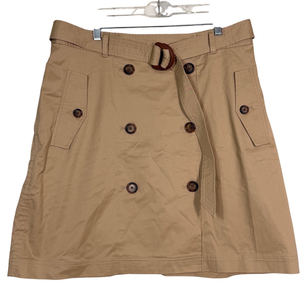 Lauren Ralph Lauren Khaki Double Breasted Belted Utility Mini Skirt Size 14